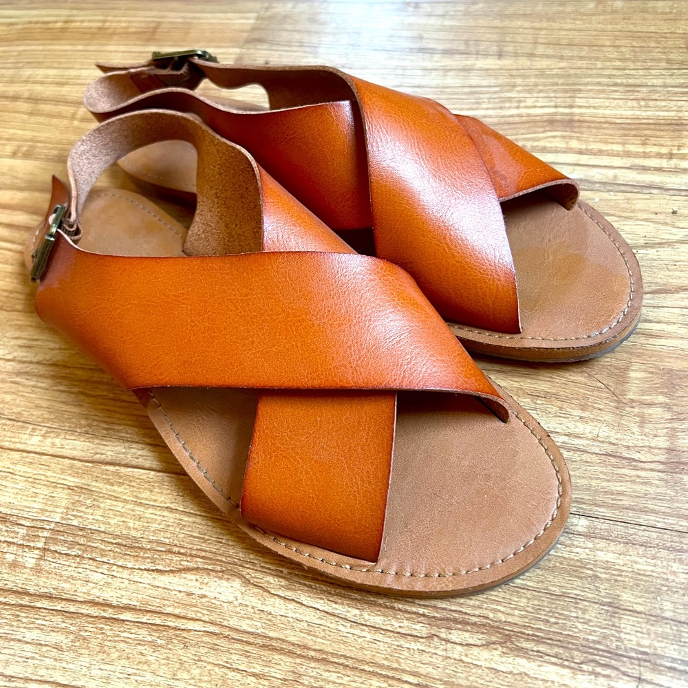 Women’s Sarina Faux Leather Crossband Slide Sandal